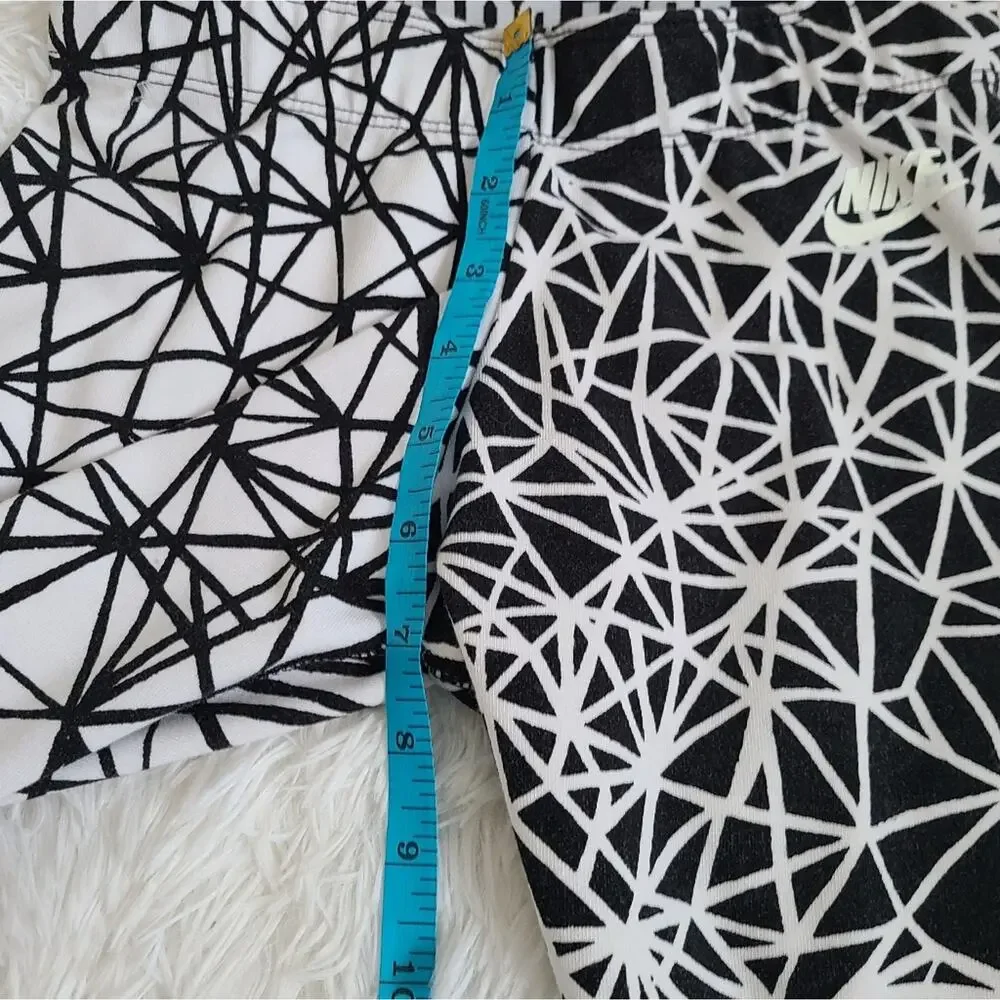 Nike Black And White‎ Geometric Patterned 2 Tone Leggings SZ XS